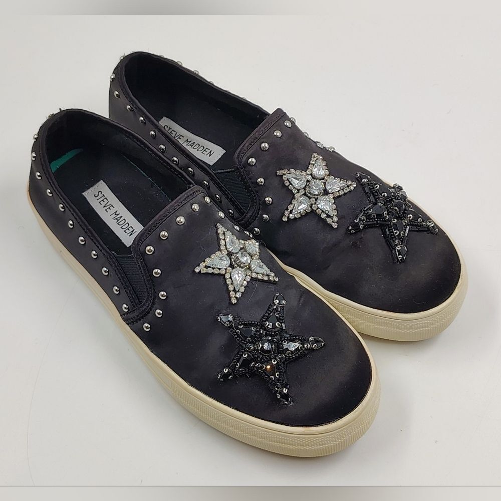 Steve Madden Rhinestone Bead Star Embellished Slip-On Sneakers Sz 9 - Picture 13 of 16